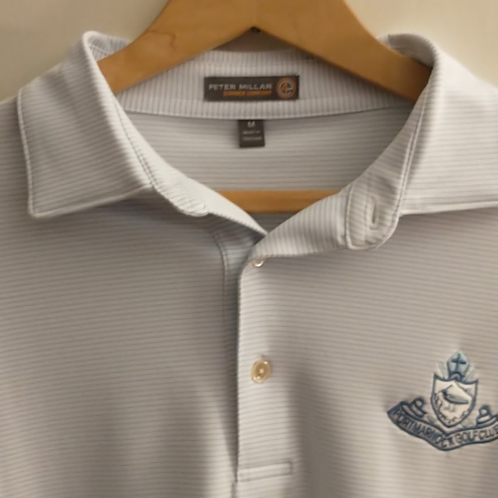 Peter Millar Light Blue Striped Summer Comfort Polo